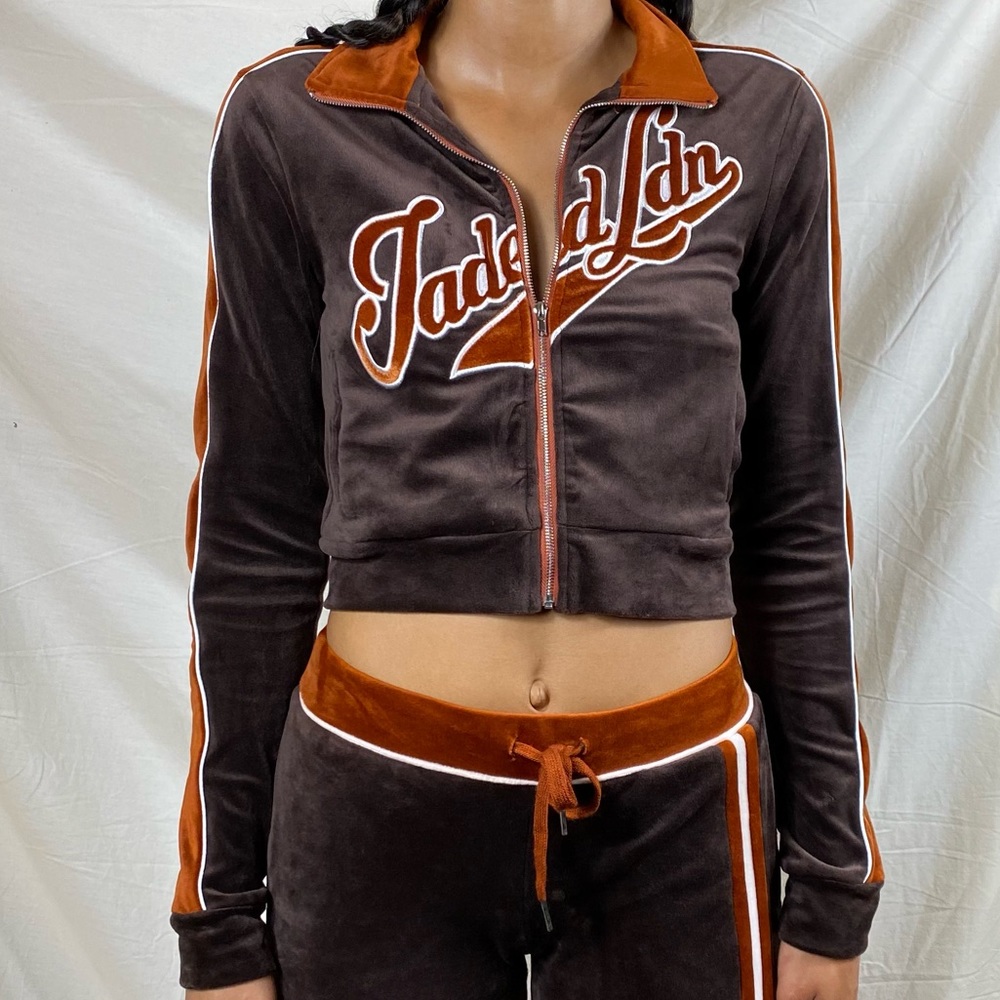 Brown & Orange Jaded London Velour Tracksuit Set